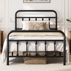 Yaheetech Queen Metal Platform Bed Frame, Victorian Headboard & Footboard