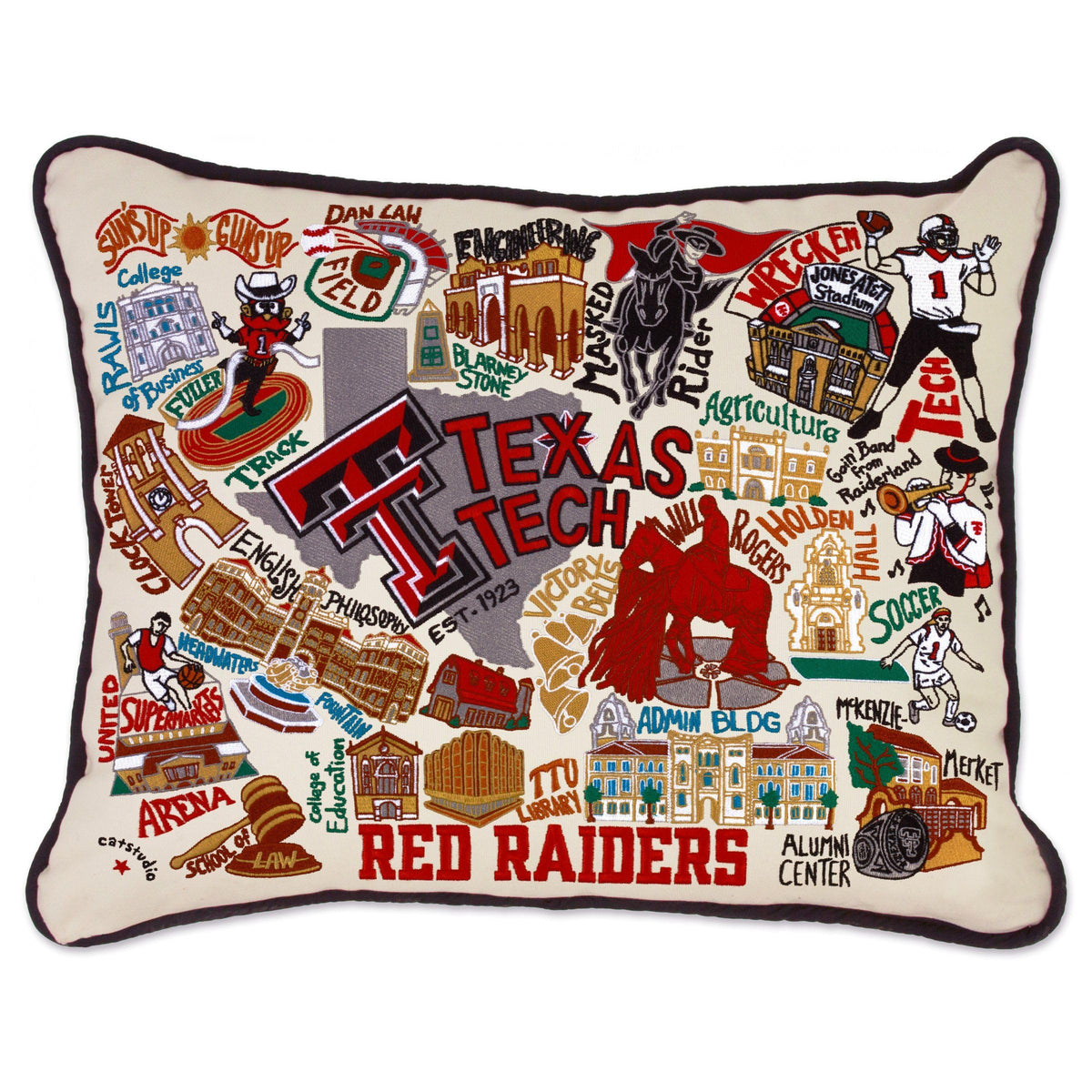 Catstudio Texas A&M Aggies Hand Embroidered Throw Pillow