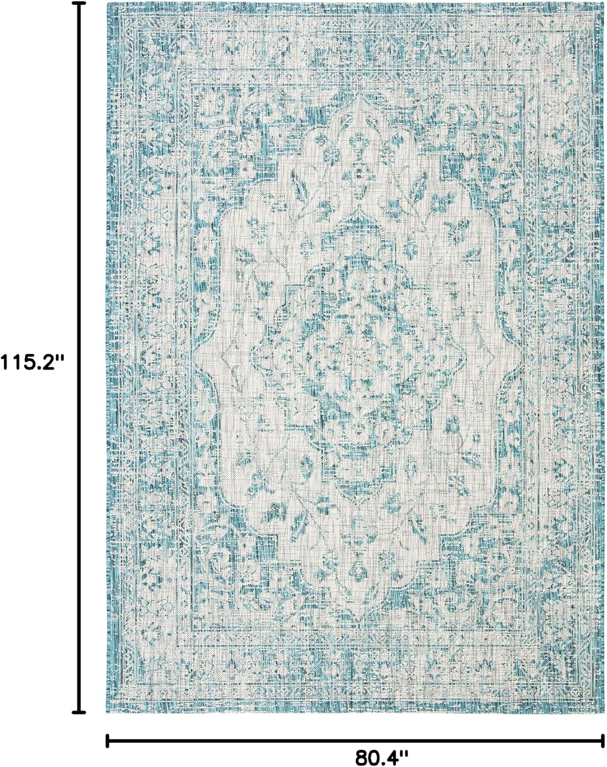 SAFAVIEH Washable Rug Outdoor Courtyard Collection - 6'7" x 9'6", Grey & Blue, Non-Shedding & Easy Cleaning, Ideal for Patio, Backyard, Mudroom (CY8231-37212)