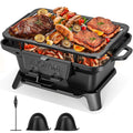 VIVOHOME Oval Cast Iron Grill with Interchangeable Grates & Griddle