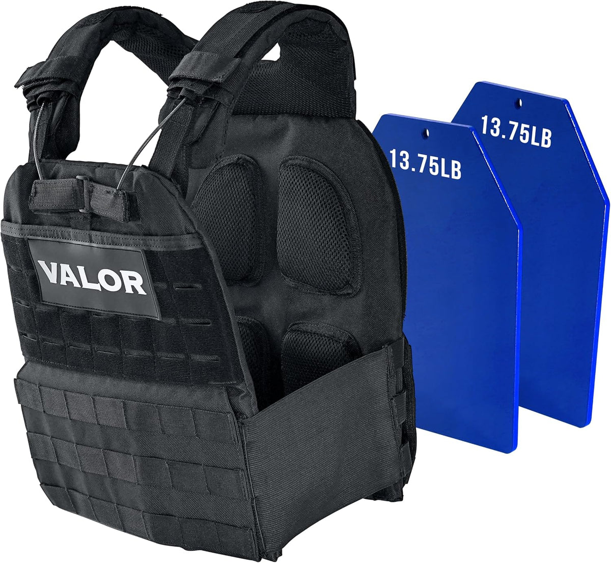 Valor Fitness Weighted Training Vest with Weight Plates - Adjustable Shoulder Pads - 14, 20 or 30 lbs - Endurance Strength Cross Training Rucking Running -WV Series