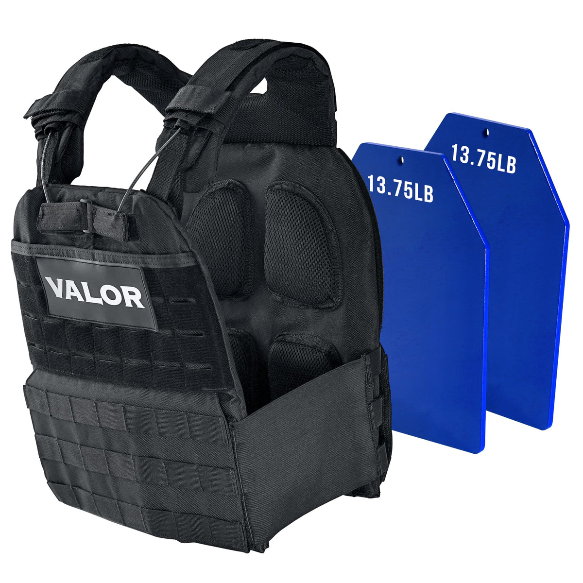 Valor Fitness Weighted Training Vest with Weight Plates - Adjustable Shoulder Pads - 14, 20 or 30 lbs - Endurance Strength Cross Training Rucking Running -WV Series