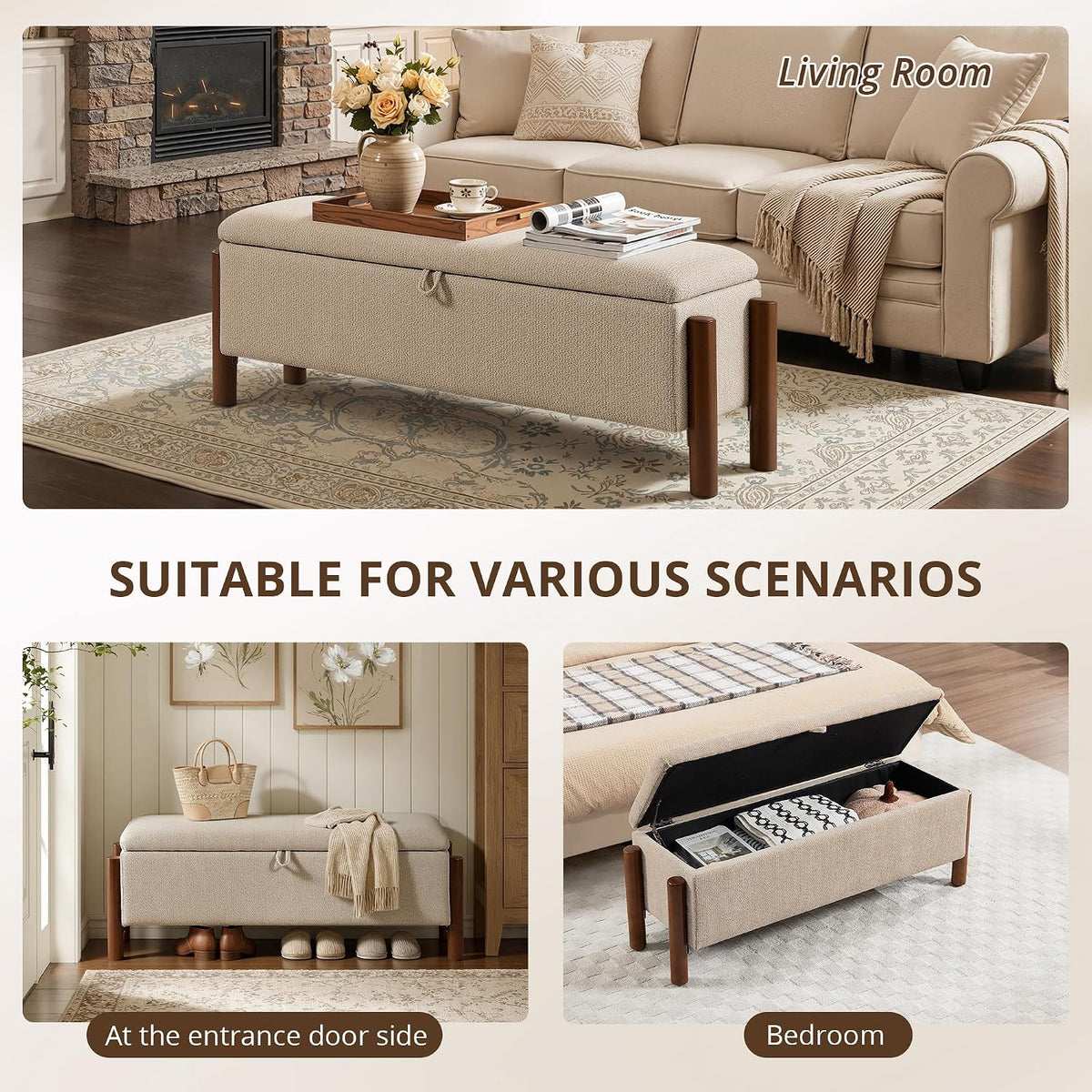 55'' Modern Storage Ottoman Benches