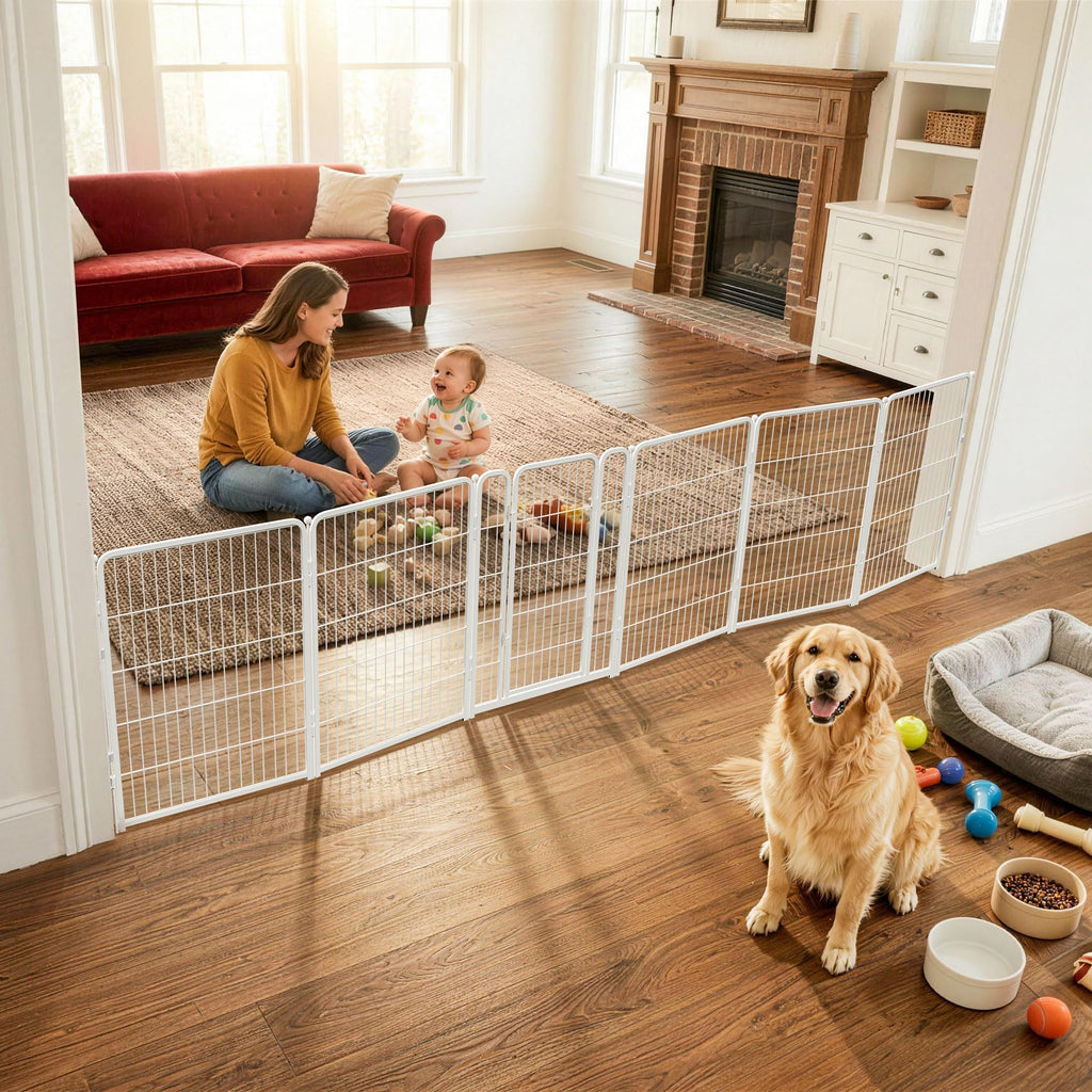 FXW Dog Gate, Extra Wide Adjustable for Openings Up to 165", 32" H