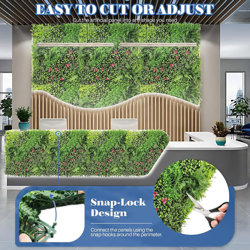 ECOOPTS 40"x40" Faux Ivy Privacy Fence Screen Artificial Boxwood Panels Topiary Hedge Plants for Indoor Outdoor Decoration, 9 Mixed Leave, 3 Packs