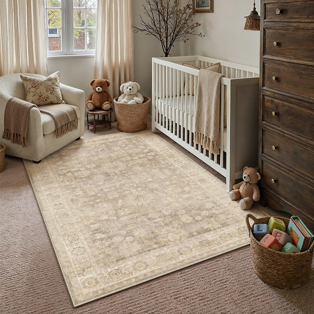 HUGEAR 8x10 Beige Neutral Area Rugs Washable Rug Carpet