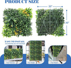 ECOOPTS 20"x20" Faux Ivy Privacy Fence Screen Artificial Boxwood Panels Topiary Hedge Plants for Indoor Outdoor Decoration, #8 Mixed Leaves, 18 Packs