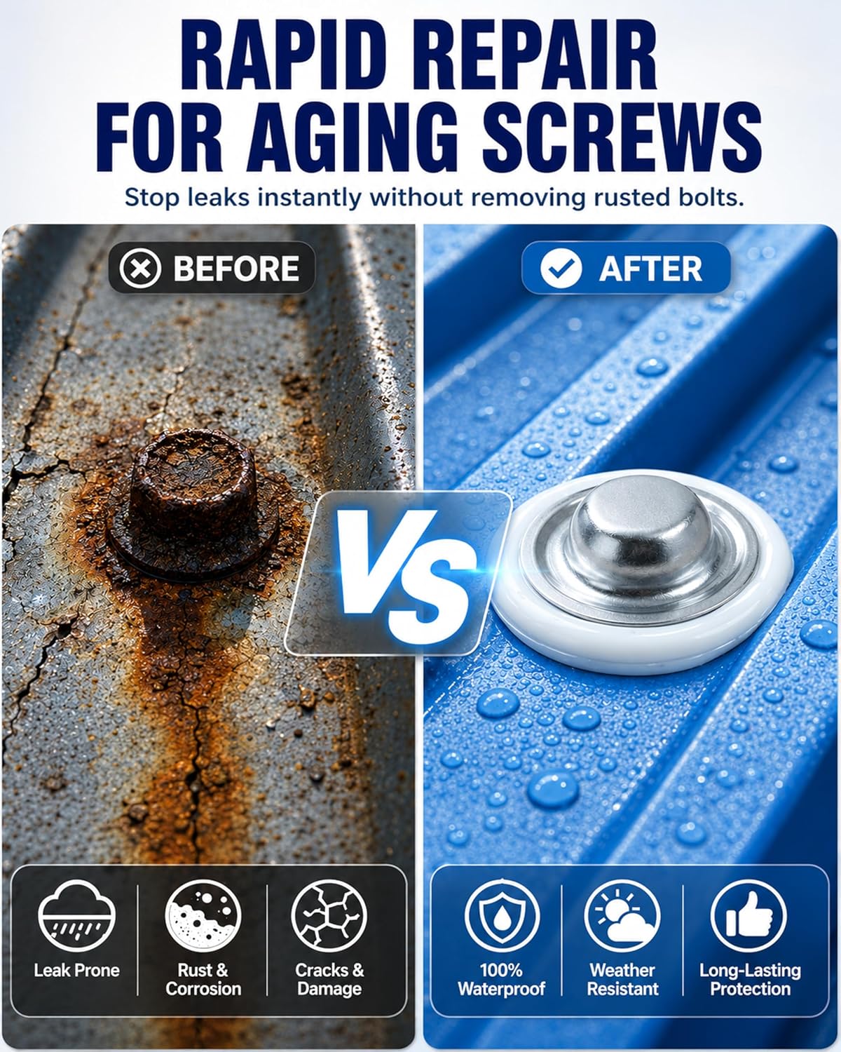 Metal Roof Bolt Caps, No Screw Removal Seals Over Existing Screws Heads Required Watertight Seal for Metal Roofing Protection Against Future Leaks Durable Aluminum Zinc for Home Projects (150)