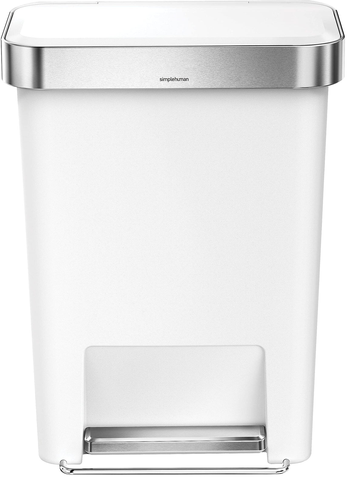 simplehuman 45 Liter / 12 Gallon Rectangular Kitchen Step Trash Can with Soft-Close Lid, Grey Plastic
