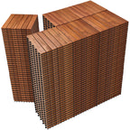 PrimeZone 54 PCS Solid Acacia Wood Interlocking Deck Tiles, Natural Wood