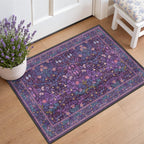 Floral Dark Green Washable Area Rugs 8x10, Vintage Living Room Rug