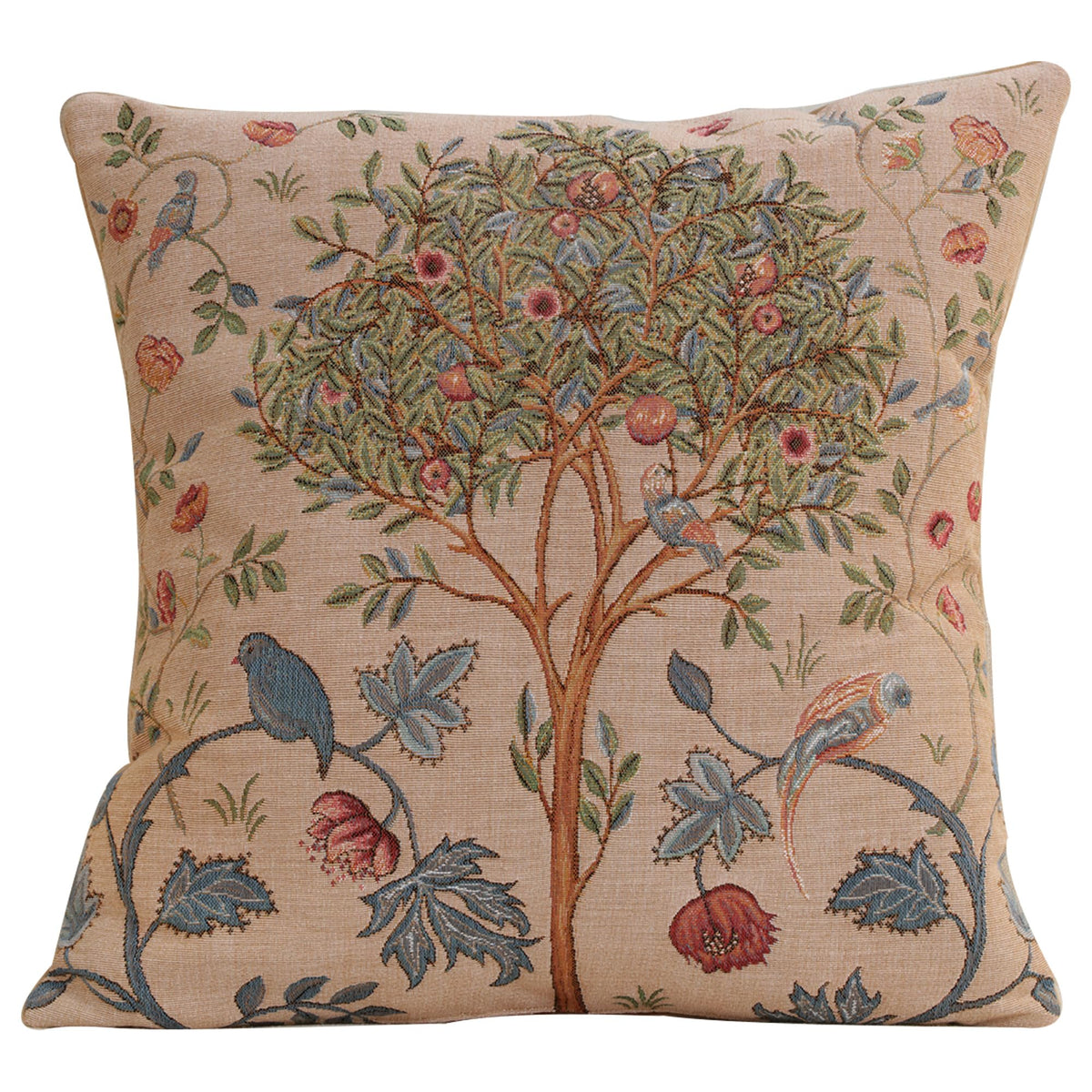 William Morris Kelmscott Tree Blue Tapestry Throw Pillow Cover 19 x 19 in