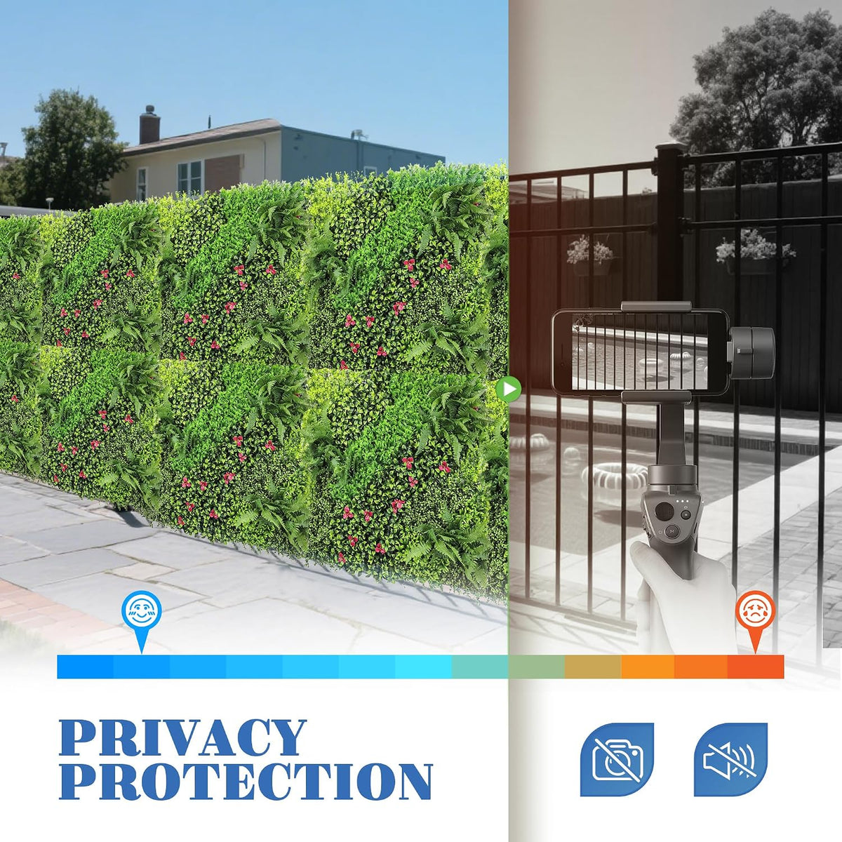 ECOOPTS 40"x40" Faux Ivy Privacy Fence Screen Artificial Boxwood Panels Topiary Hedge Plants for Indoor Outdoor Decoration, 9 Mixed Leave, 3 Packs