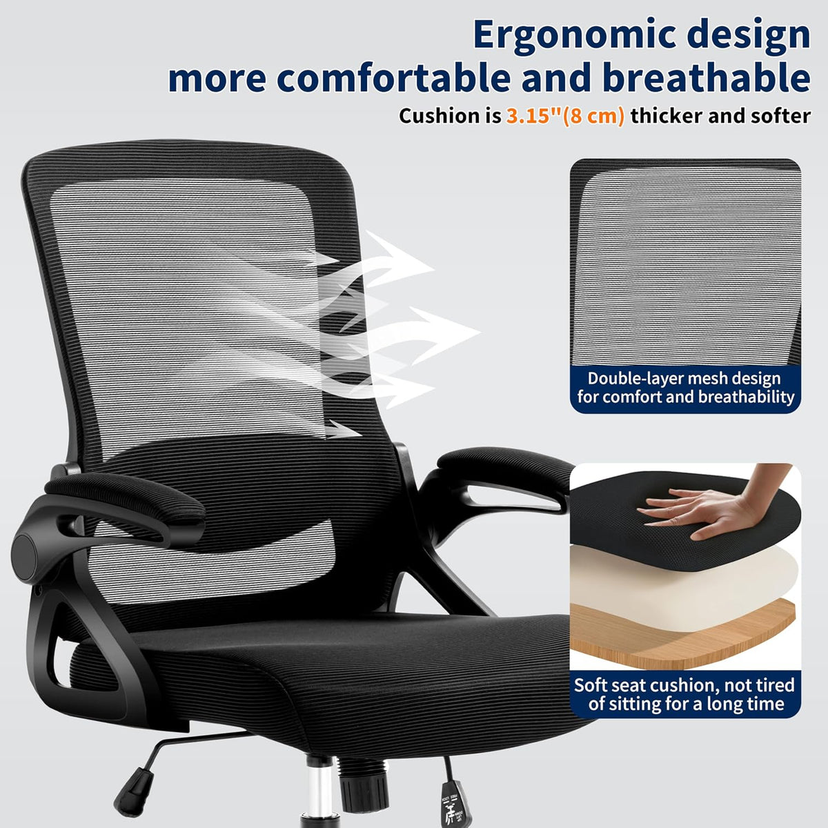 Ergonomic Office Chair Desk Chair with Adjustable Lumbar Support