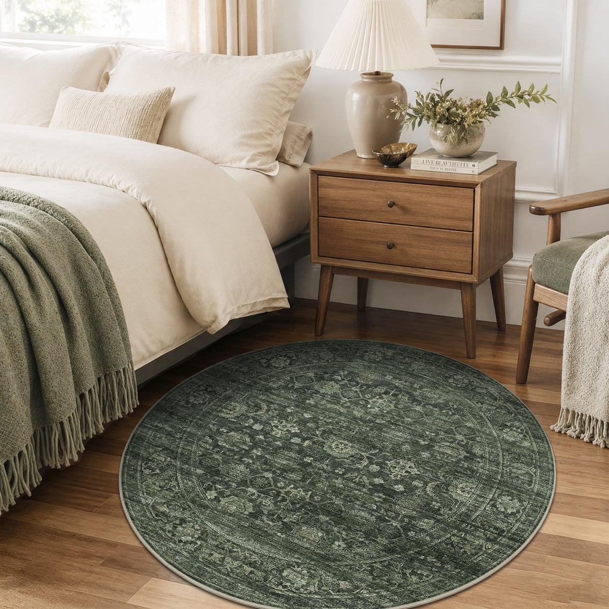 JOOJA 8x10 Dark Brown Vintage Soft Low Pile Non Slip Boho Washable Area Rug