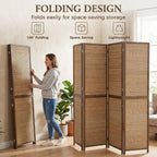 HOMCOM Room Divider, 6 FT Tall Folding Privacy Screen, 4-Panel Boho Brown