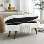 43.5" Ottoman with Storage, Storage Ottoman Bench with Safety Hinge, Bed End Bench, Upholstered Entryway Bench for Bedroom, Living Room & Window, Holds up to 330 lb, Beige