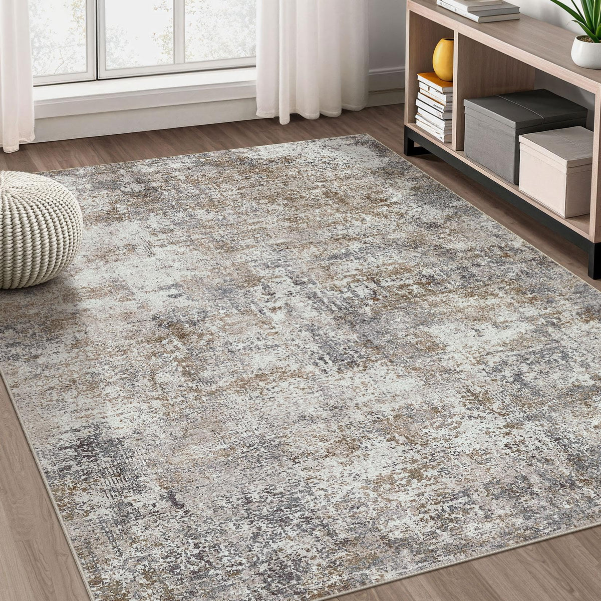 DMOYEST Area Rug Living Room Rugs 9x12 Washable Abstract Grey Carpet