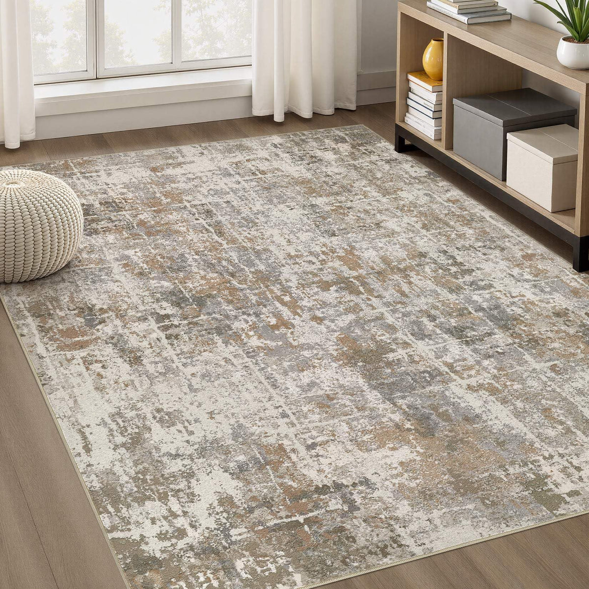 DMOYEST Area Rug Living Room Rugs 9x12 Washable Abstract Grey Carpet