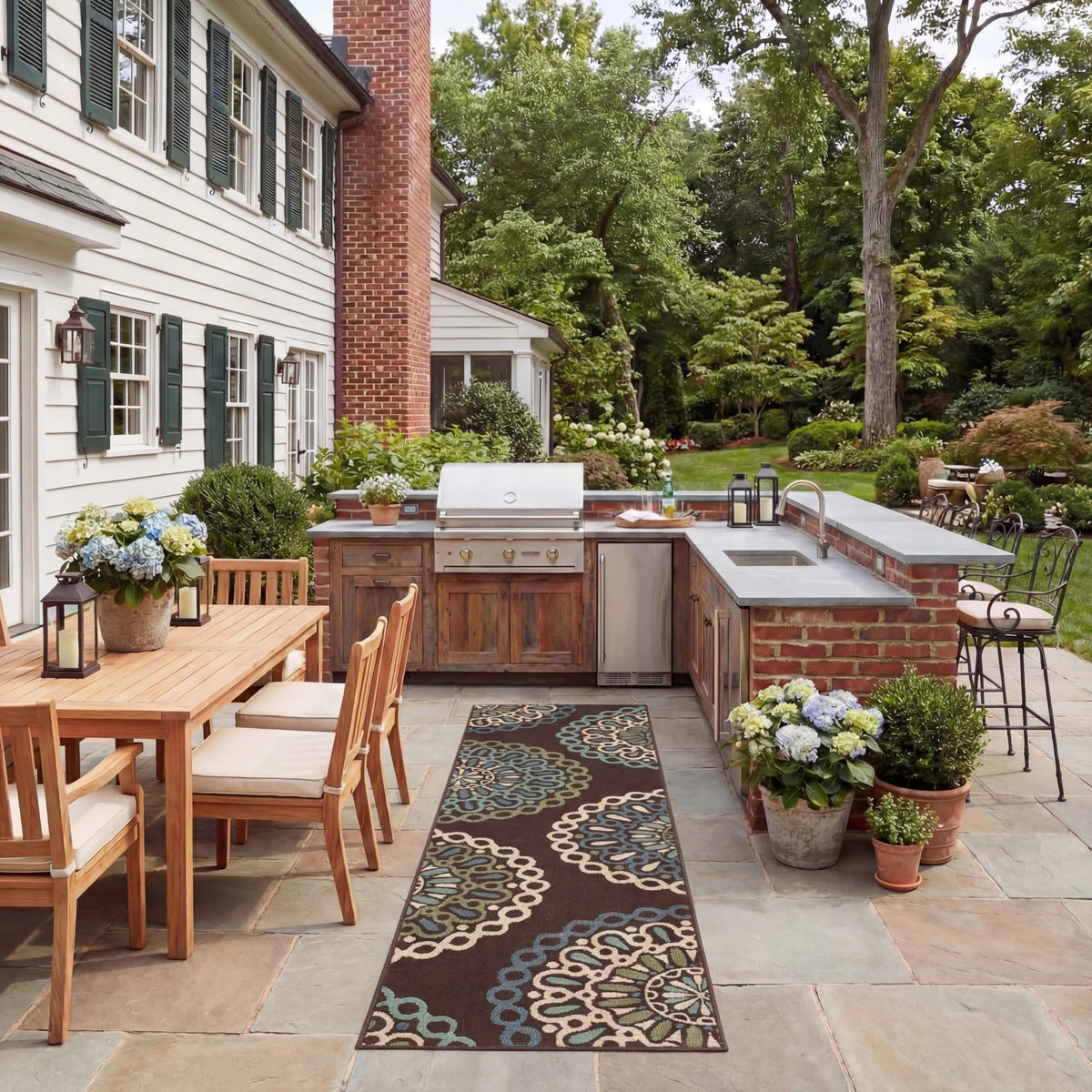 SAFAVIEH Washable Rug Outdoor Veranda Collection - 5'3" x 7'7", Chocolate & Terracotta, Non-Shedding & Easy to Clean, Ideal for Patio, Backyard, Mudroom (VER092-0725)