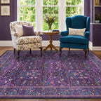 Floral Dark Green Washable Area Rugs 8x10, Vintage Living Room Rug