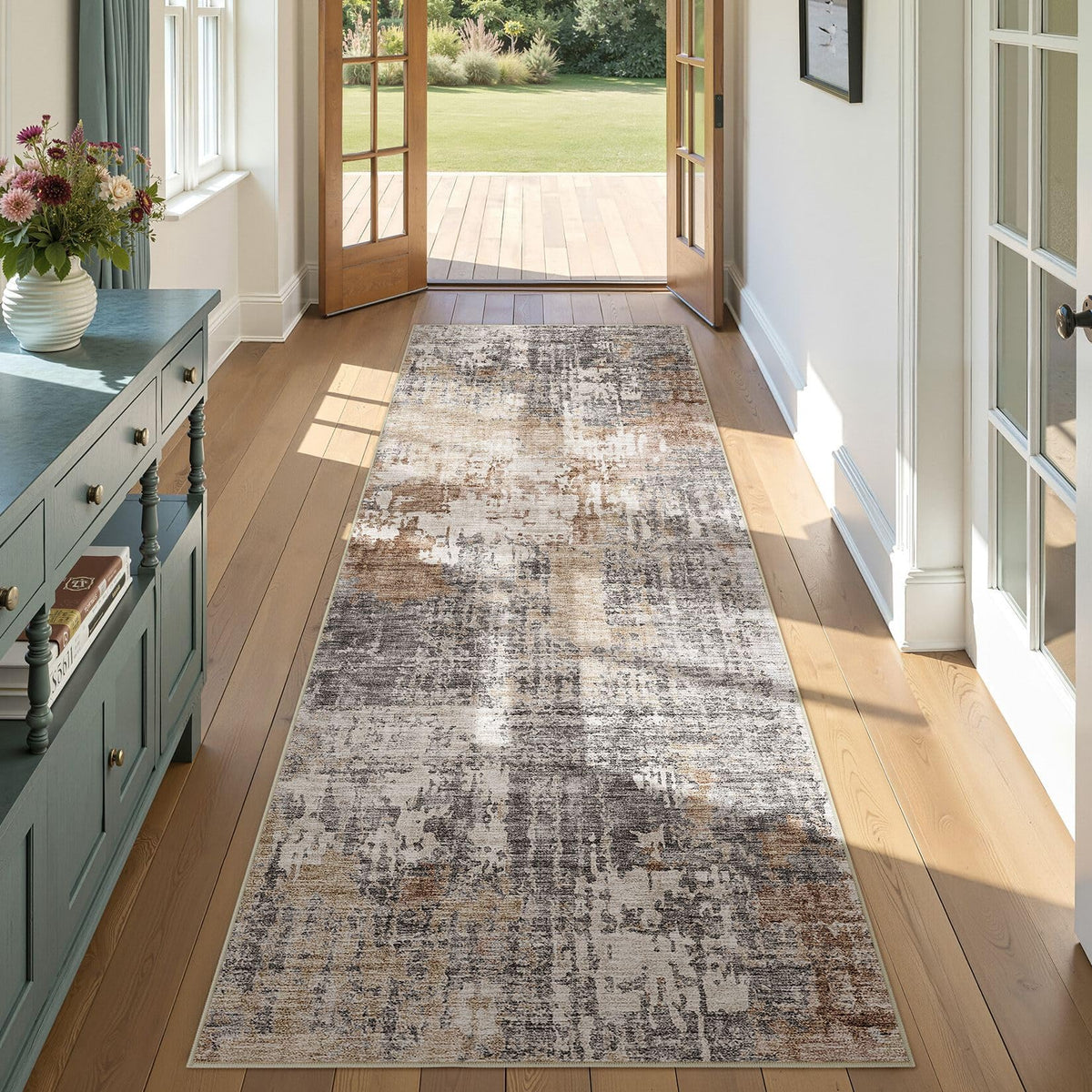 DMOYEST Area Rug Living Room Rugs 9x12 Washable Abstract Grey Carpet