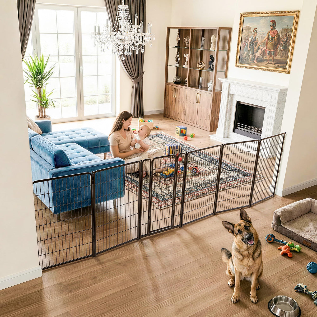 FXW Dog Gate, Extra Wide Adjustable for Openings Up to 165", 32" H