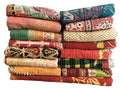 Handmade Vintage Kantha Quilt 3-Layer Cotton Blanket, Bohemian Kantha Throw, Reversible Patchwork Gudari Blanket for Bed, Couch, Sofa (54 x 84 1pices)