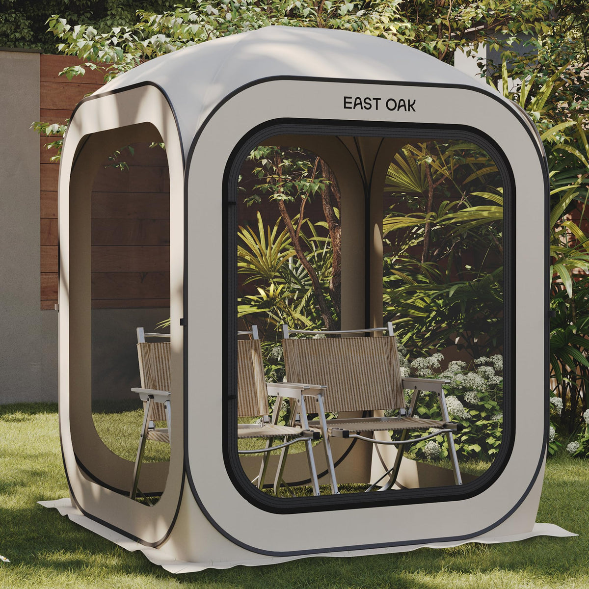 East Oak Pop up Screen Tent with Mosquito Netting, Portable Screen House Canopy Shelter, 10 x 10 FT Instant Screen Gazebo & UPF 50+ UV Protection for Patio, Backyard, Deck & Outdoor Activities, Beige
