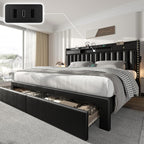 CypBed King Size Bed Frame with Headboard & 4-Storage Drawers, Upholstered
