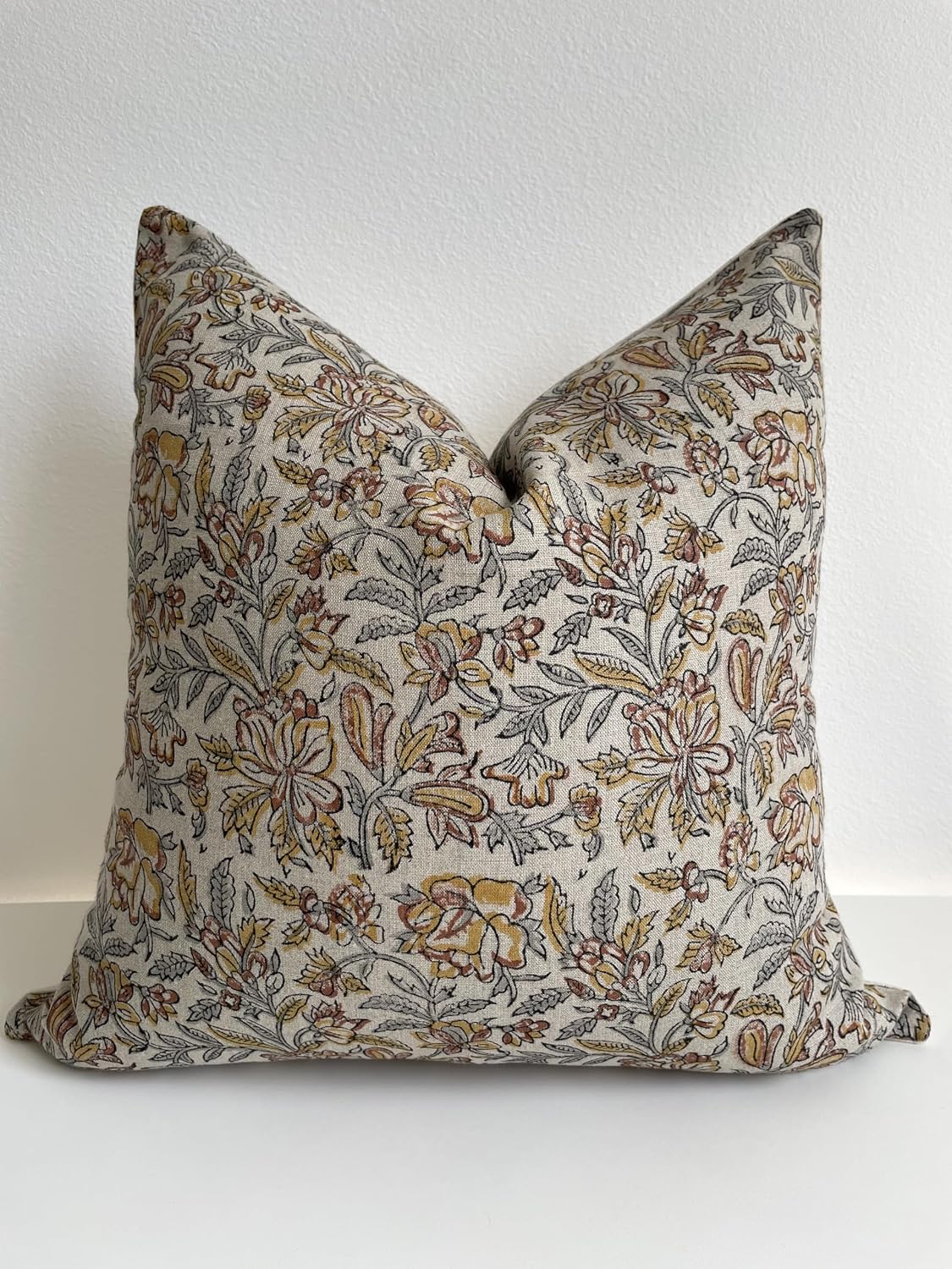 Canyon Theory Studio Hand Block Print Pure Linen 20x20 Inch Throw Pillow Cover: Indoor Outdoor Handmade Vintage Cushion Cover (Keaton)
