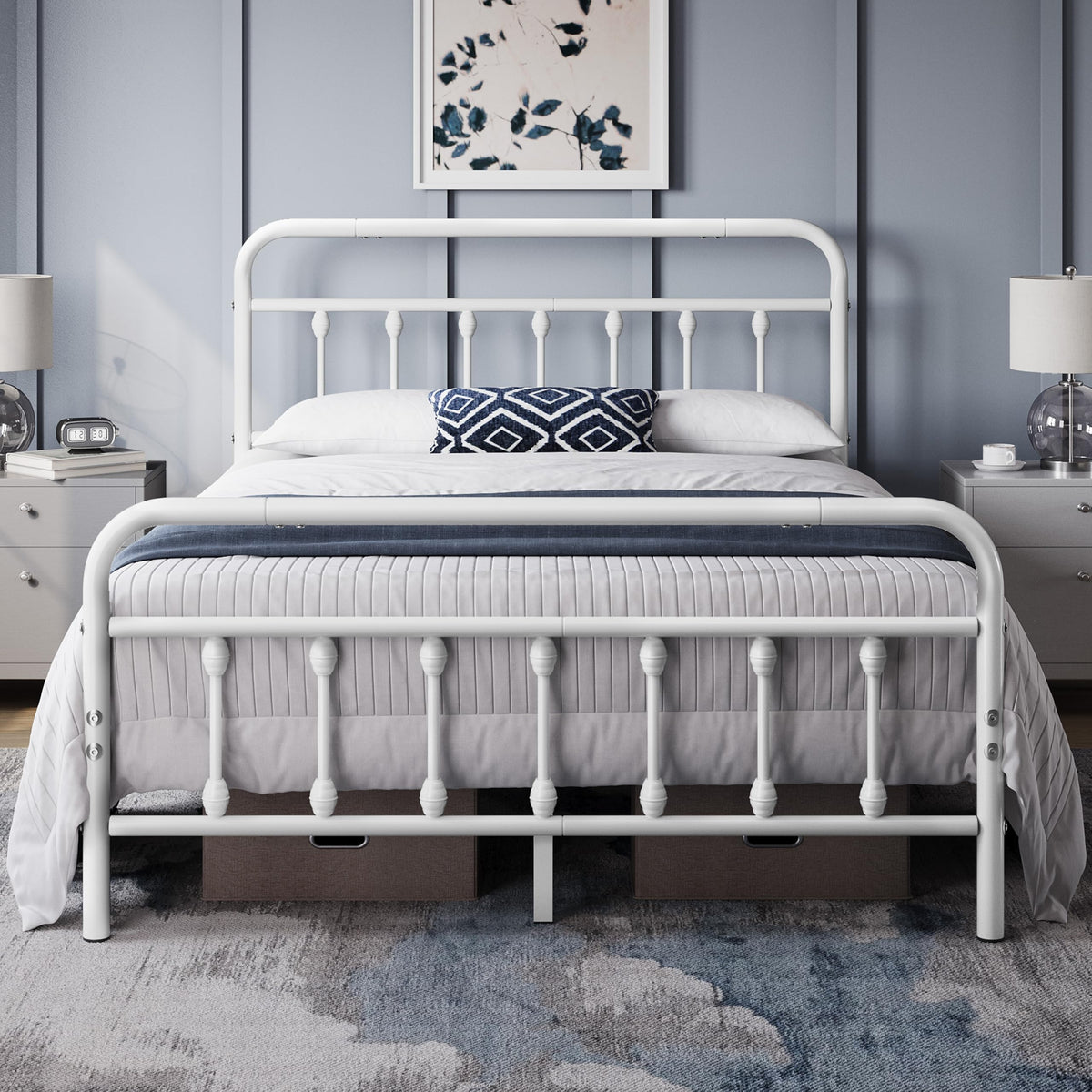Yaheetech Queen Metal Platform Bed Frame, Victorian Headboard & Footboard