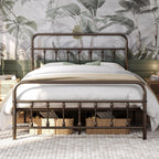 Yaheetech Queen Metal Platform Bed Frame, Victorian Headboard & Footboard
