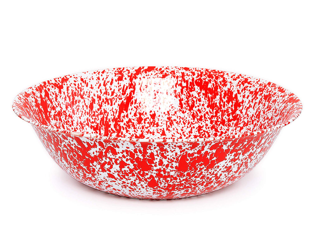 Enamelware Benson Basin, 32 quart, Red/White Splatter (Single)