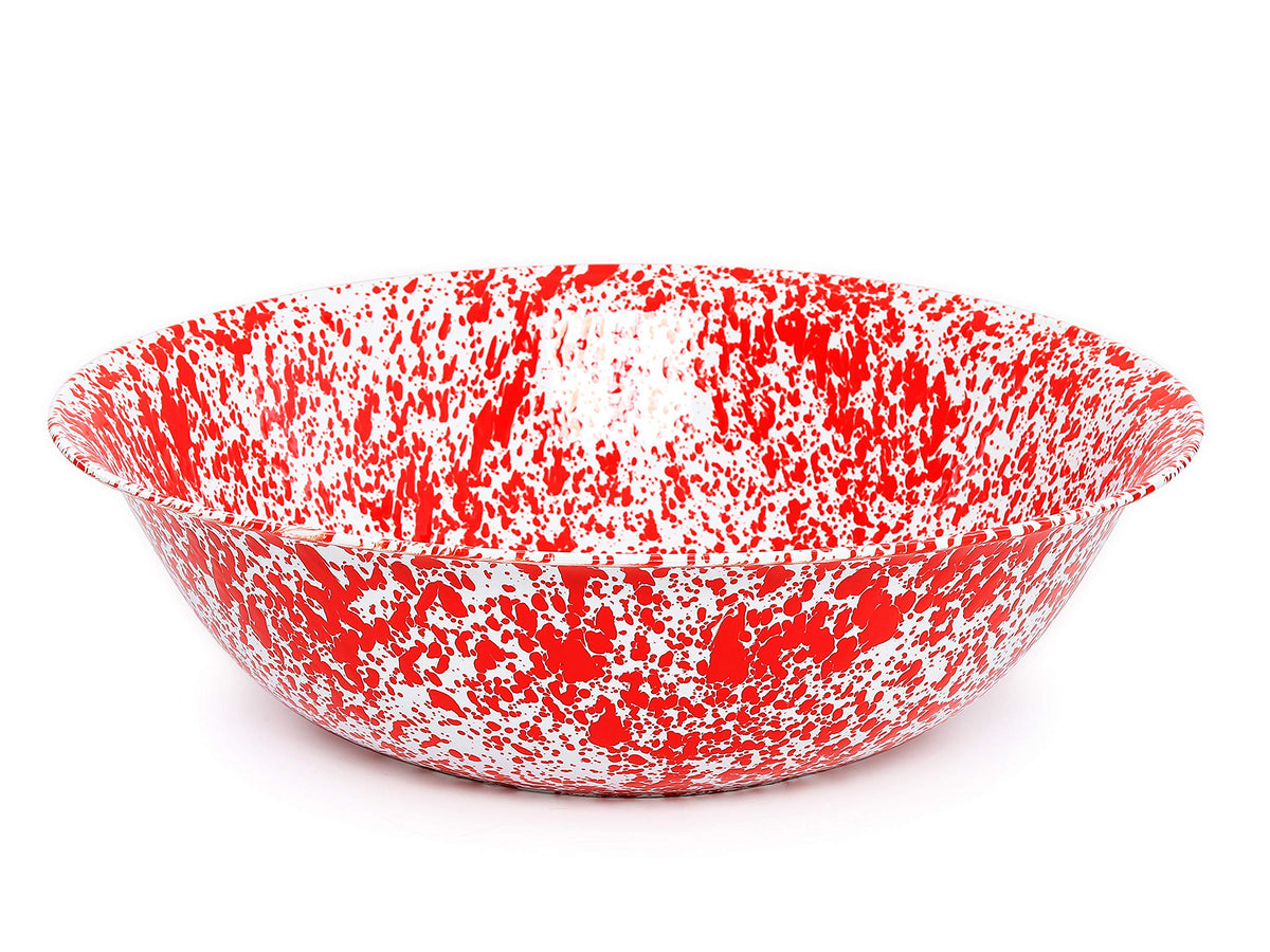 Enamelware Benson Basin, 32 quart, Red/White Splatter (Single)