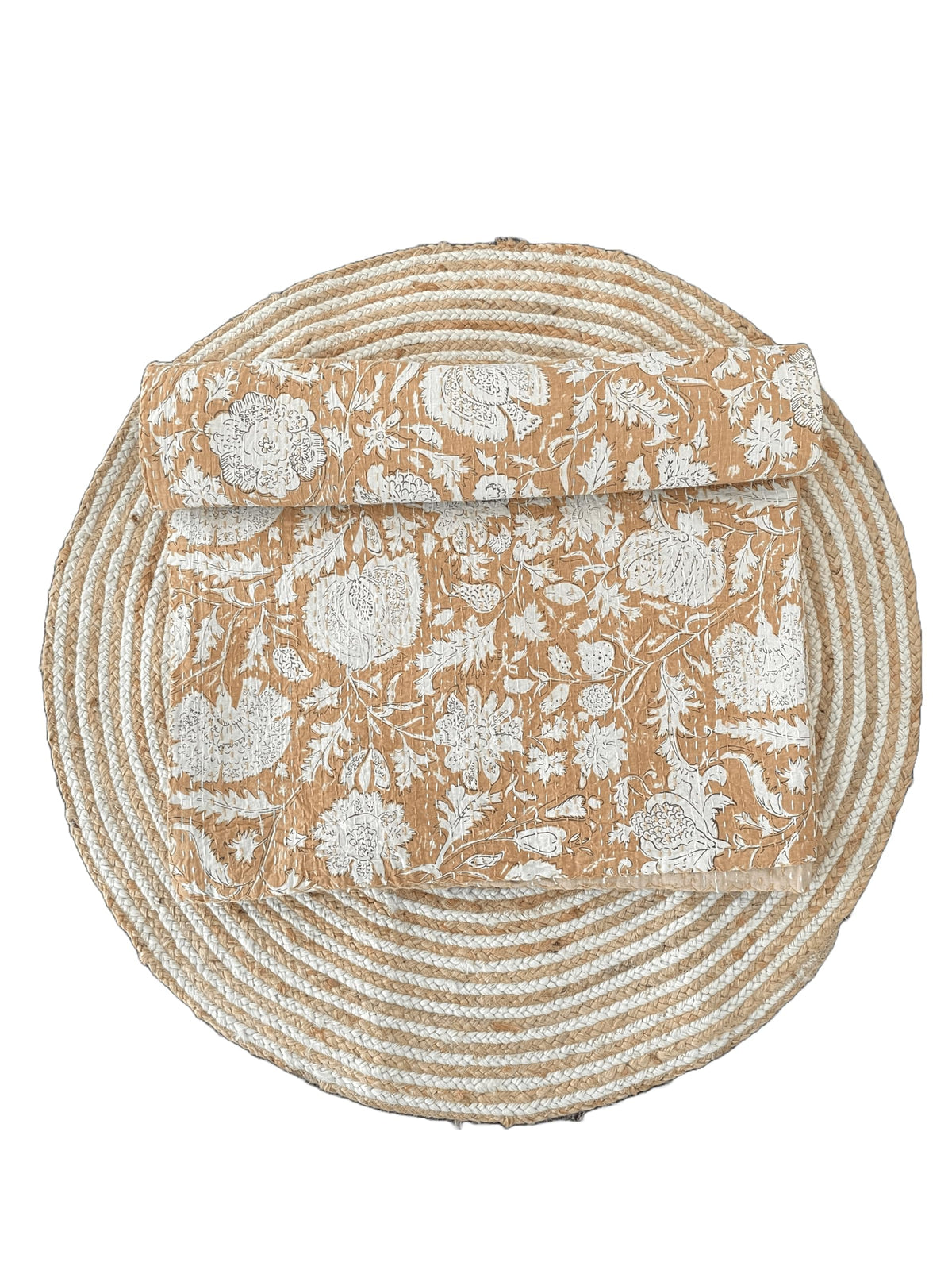 Indian Handblock Kantha Floral Printed Handmade Quilted Blanket Vintage Home Decorative KanthaThrow Blanket Kantha Bedcover Queen/King/CaliforiniaKing (Green, California King(108X108) inches)