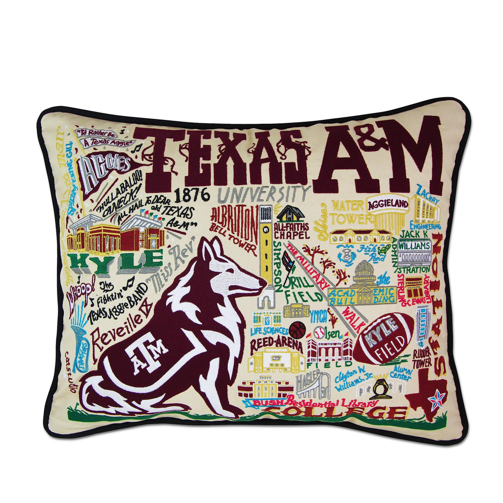 Catstudio Texas A&M Aggies Hand Embroidered Throw Pillow
