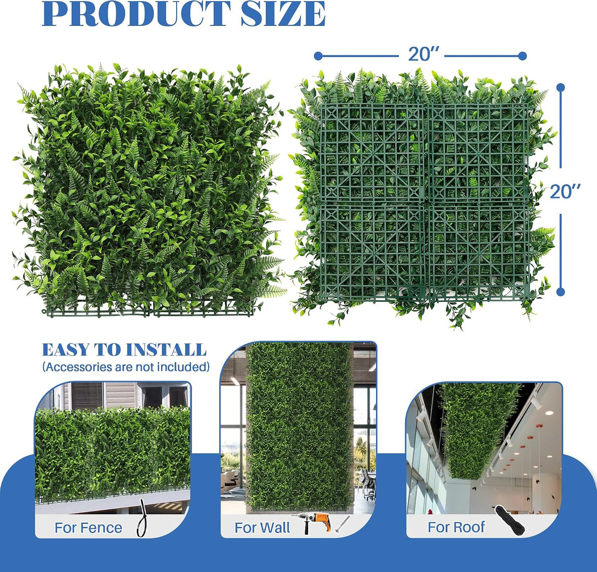 ECOOPTS 20"x20" Faux Ivy Privacy Fence Screen Artificial Boxwood Panels Topiary Hedge Plants for Indoor Outdoor Decoration, #9 Mixed Leaves, 23 Packs