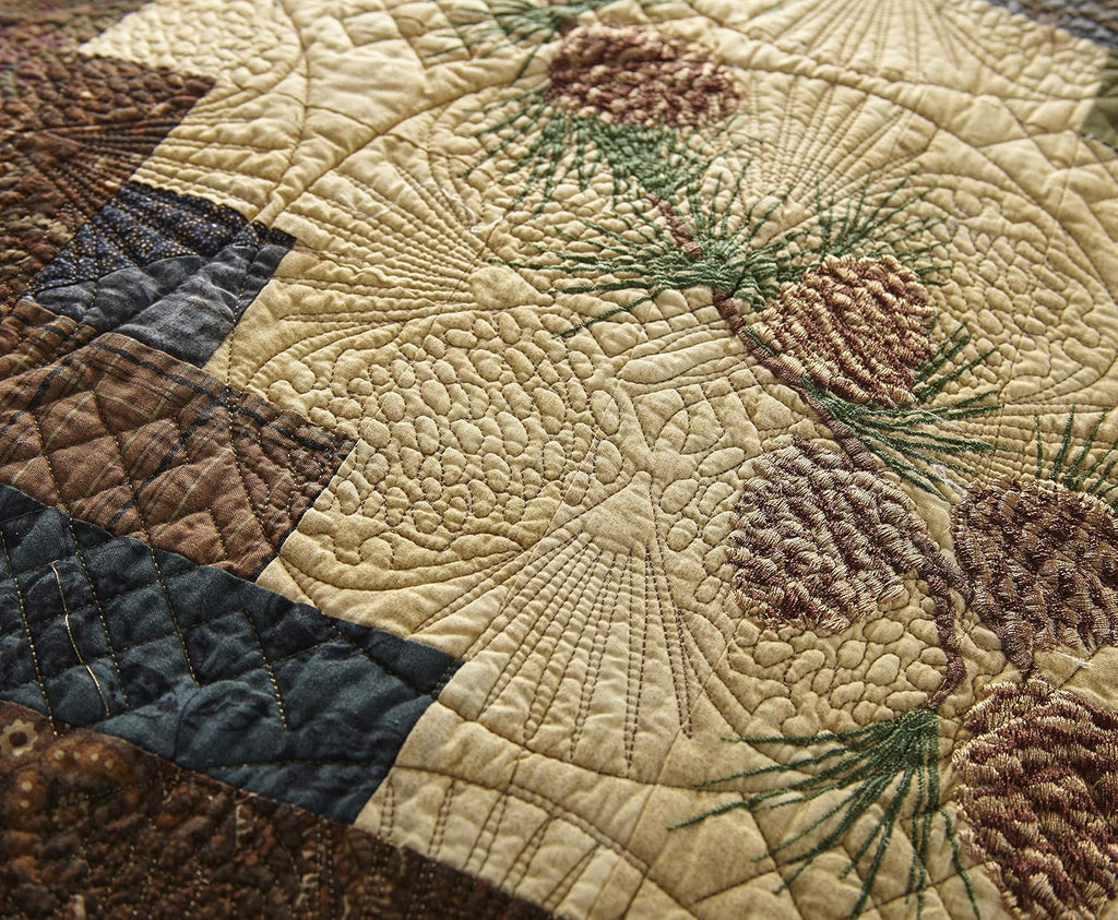 Donna Sharp Cotton Twin Quilt - Cabin Raising Pine Cone, 68" x 90"