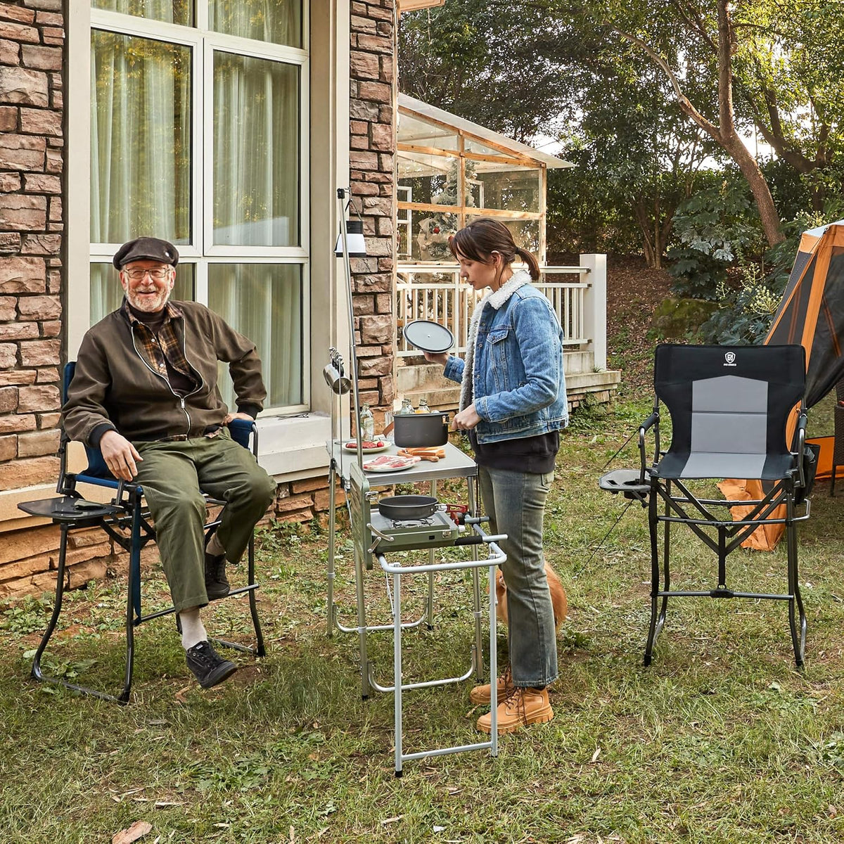 EVER ADVANCED Portable 30.7" Seat Height Tall Camping Directors Chair