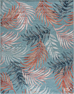SAFAVIEH Washable Rug Outdoor Cabana Collection - 8' x 10', Blue & Rust, Non-Shedding & Easy to Clean, Ideal for Patio, Backyard, Mudroom (CBN458M)