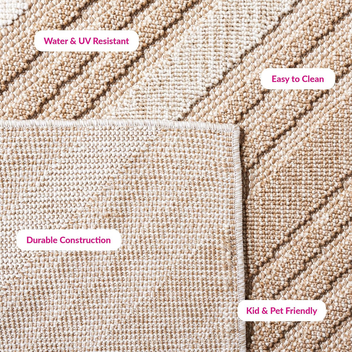 SAFAVIEH Washable Rug Outdoor Global Collection - 2'2" x 16' Runner, Beige & Light Beige, Non-Shedding & Easy to Clean, Ideal for Patio, Backyard, Mudroom (GLB220B)