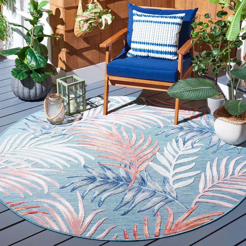 SAFAVIEH Washable Rug Outdoor Cabana Collection - 8' x 10', Blue & Rust, Non-Shedding & Easy to Clean, Ideal for Patio, Backyard, Mudroom (CBN458M)