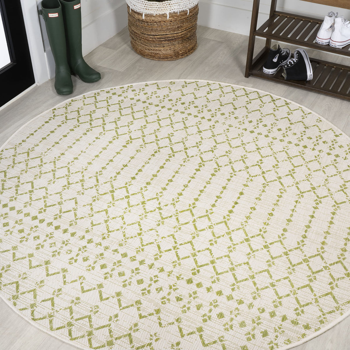 JONATHAN Y Moroccan Geometric Indoor Outdoor Area Rug 8X10 Natural/Black, Ourika Textured Weave for Backyard, Patio, Porch, Easy-Cleaning, High Traffic, Pet-Friendly, Non-Shedding (SMB108D-8)