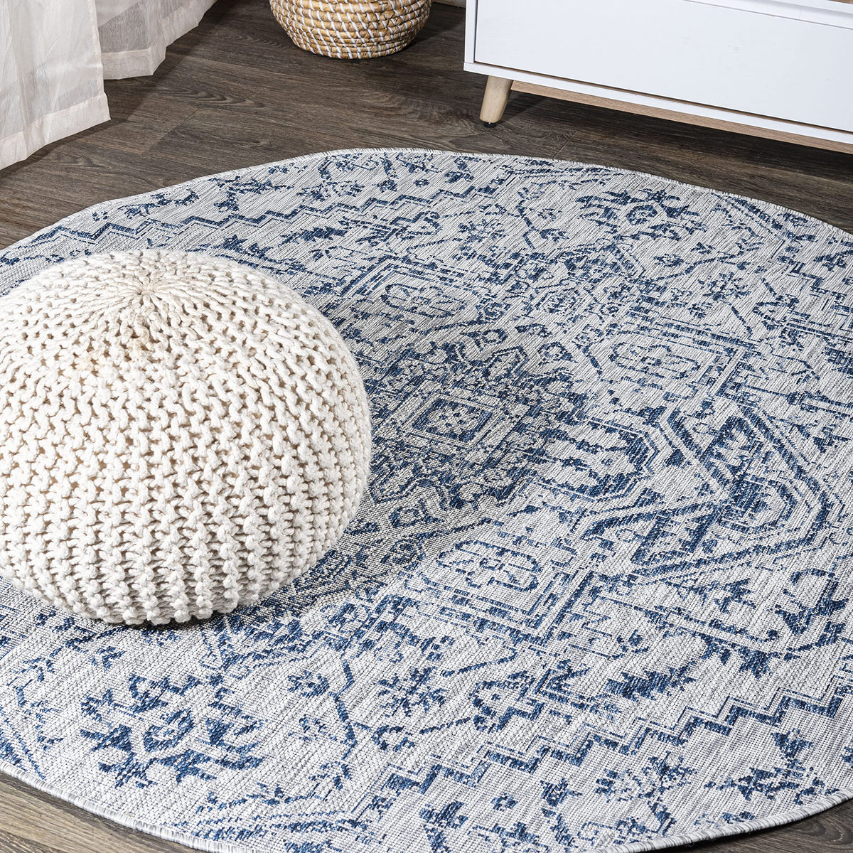 JONATHAN Y Boho Medallion Indoor Outdoor Area Rug 9X12 Navy/Gray, Estrella Textured Weave for Backyard, Patio, Porch, Easy-Cleaning, High Traffic, Pet-Friendly, Non-Shedding (SMB105B-9)