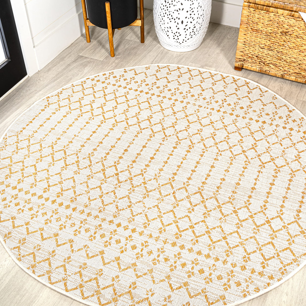 JONATHAN Y Moroccan Geometric Indoor Outdoor Area Rug 8X10 Natural/Black, Ourika Textured Weave for Backyard, Patio, Porch, Easy-Cleaning, High Traffic, Pet-Friendly, Non-Shedding (SMB108D-8)