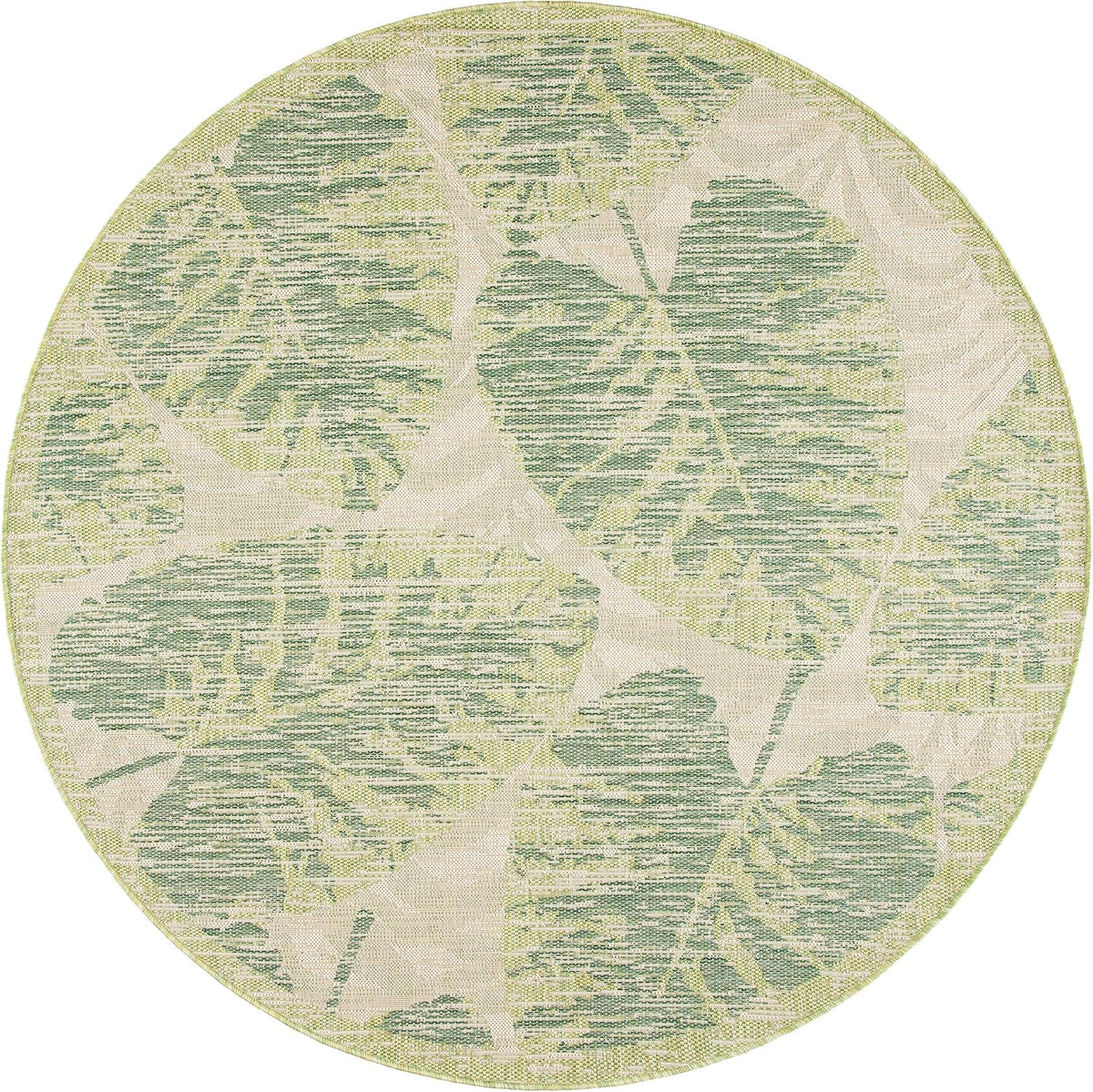 SAFAVIEH Washable Rug Outdoor Courtyard Collection - 6'7" Round, Green & Beige, Non-Shedding & Easy Cleaning, Ideal for Patio, Backyard, Mudroom (CY7556-21812)