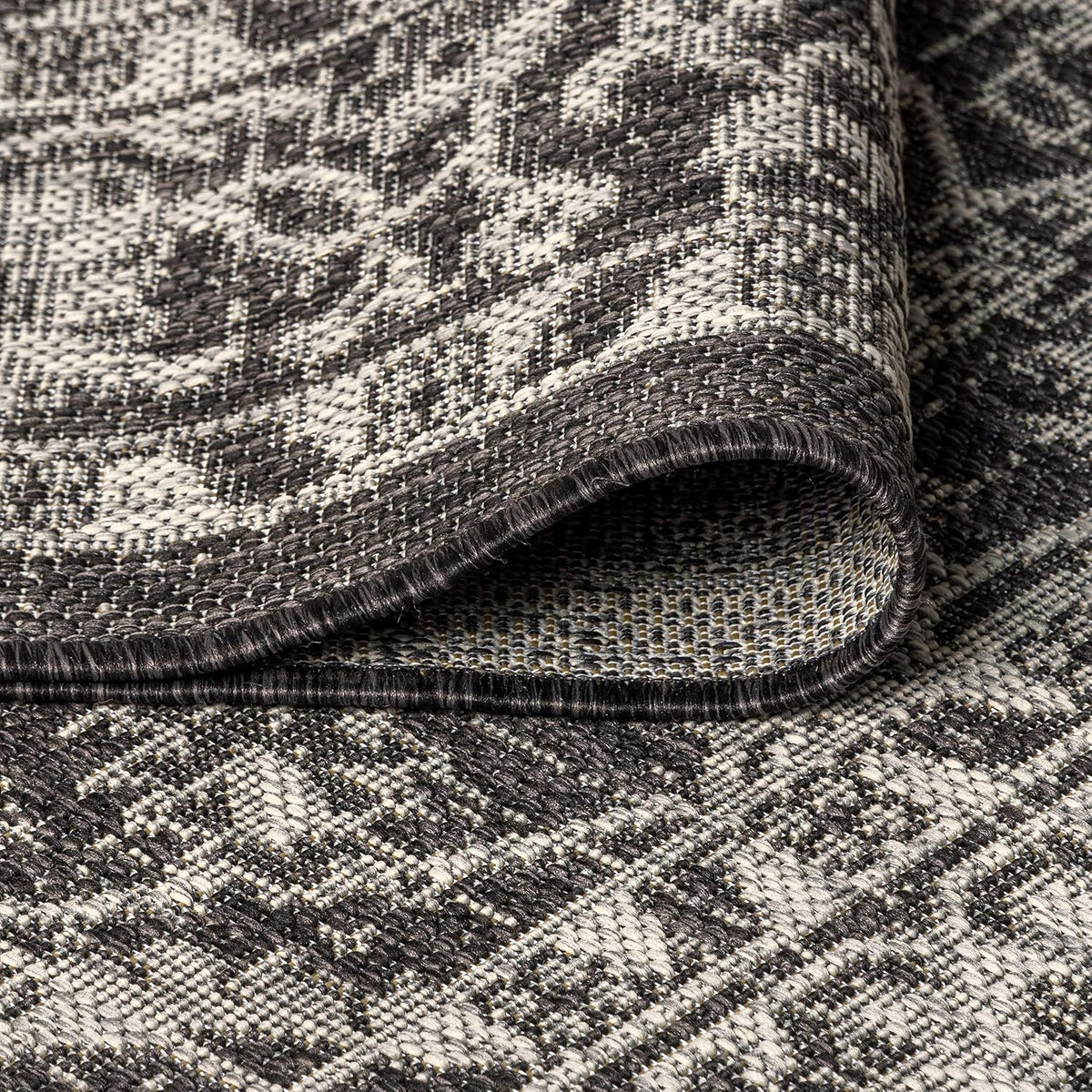Eyely Vine and Border Octagon Area Rug 5 Ft Black/Gray, Indoor Outdoor Rug