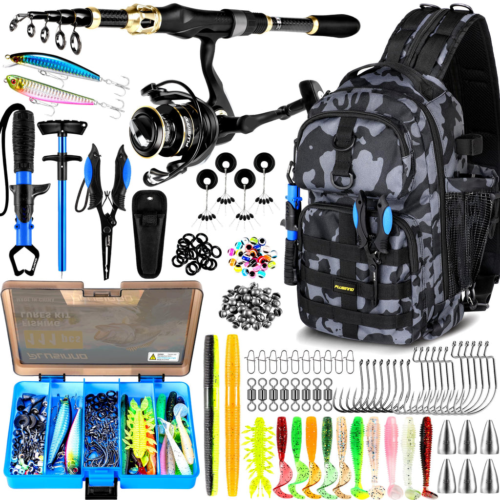 PLUSINNO Fishing Backpack with Tackle Box Fishing Gear Kit Tackle Bag