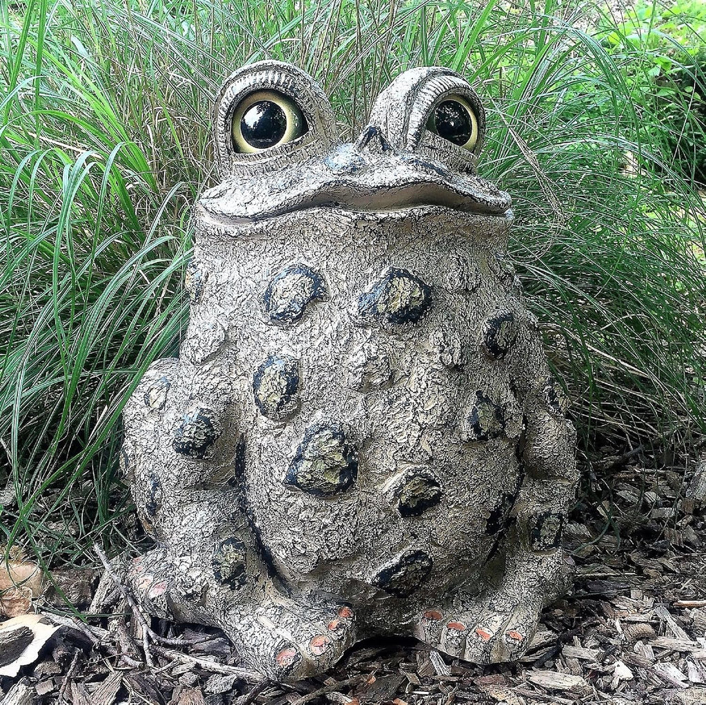 SUNGUARD Whimsical Toad Hollow Tall Stretch Jumbo Garden Frog Statues-Natural Brown